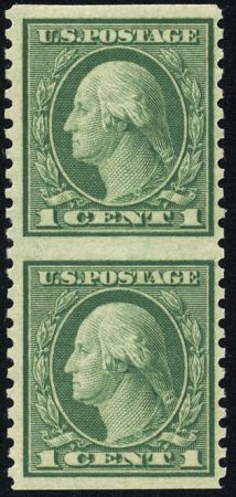 US 538a Washington / Franklin F - VF NH Vertical Pair w/ Imperf cv $125