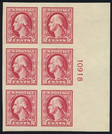 US 532 Washington / Franklin Superb LH Right Plate Block of 6 cv $370+