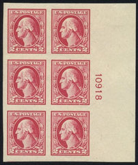 US 532 Washington / Franklin Superb LH Right Plate Block of 6 cv $370+