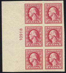 US 532 Washington / Franklin Superb LH Left Plate Block of 6 cv $370