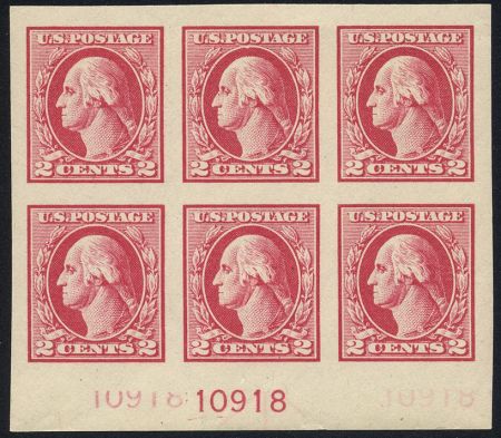 US 532 Washington / Franklin Superb LH Bottom Plate Block of 6 cv $370