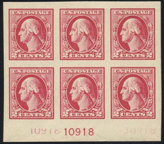 US 532 Washington / Franklin Superb LH Bottom Plate Block of 6 cv $370