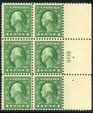 US 498 Washington / Franklin  F NH Right Plate Block of 6 cv $35