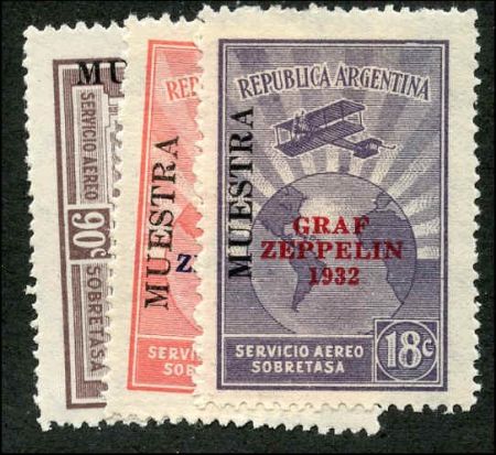 Argentina 1932 C35 - C37 Muestra (specimen) Overprint