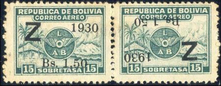 Bolivia 1930 C24a Ave, LH tete beche pair