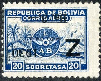 Bolivia 1930 C25a Fine LH Inverted ovpt