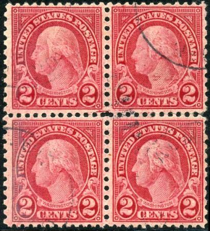 US 579 F- VF Used Block. PFC Mentions a Few Horizontal Perforation Separations At Center. CV $1,750