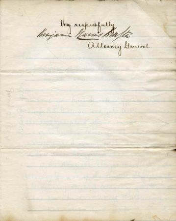 Autographs Benjamin H. Brewster Attorney General signed letter