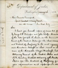 Autographs Benjamin H. Brewster Attorney General signed letter