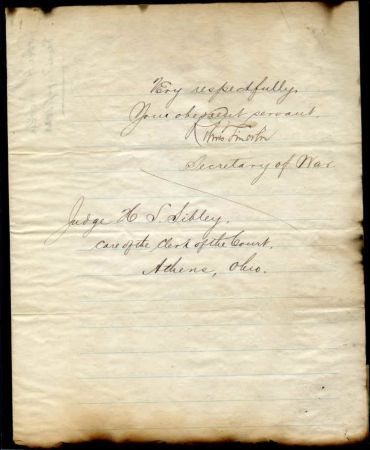 Autographs Robert T. Lincoln 1883 Secretary of War signed letter