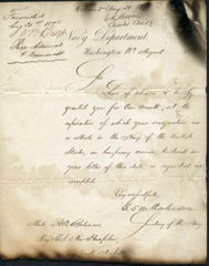 Autographs George M. Robeson 1871 Secretary of the Navy signed letter