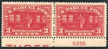 US Q3 Parcel Post F - VF NH Pair - plate number 6256