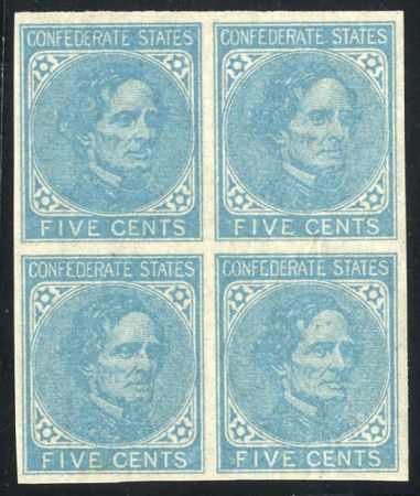 US Back Of Book - Confederate States of America 6 XF/NH Block