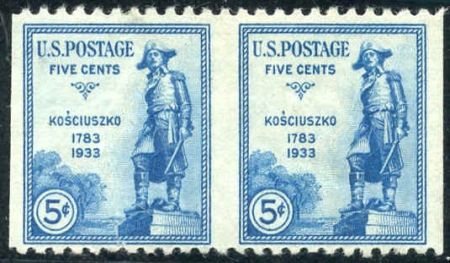 US 734a Error Horizontal Pair, Imperf Vertically VF Centering OG Hinged cv 1,750