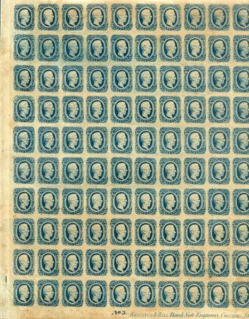 US Back Of Book - Confederate States of America 12 Deep Blue Sheet of 100