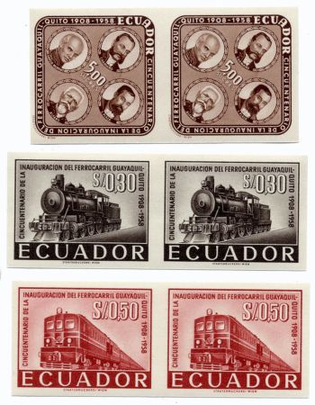 Ecuador 642 - 644 NH Train Imperf Pairs