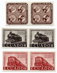 Ecuador 642 - 644 NH Train Imperf Pairs