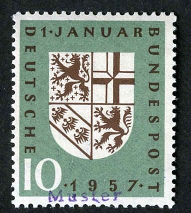 Germany 1957 754 Specimen Ovpt - Saar Coat of Arms