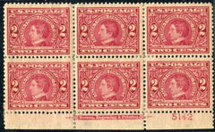 US 370 Early Commemoratives VF Hinged Plate Block of 6