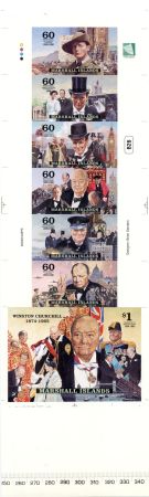 Marshall Is  740 & 746 Imperf  In Memory Churchill booklet pane