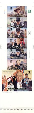 Marshall Is. 740 - 746 Imperf, In Memory Churchill booklet pane