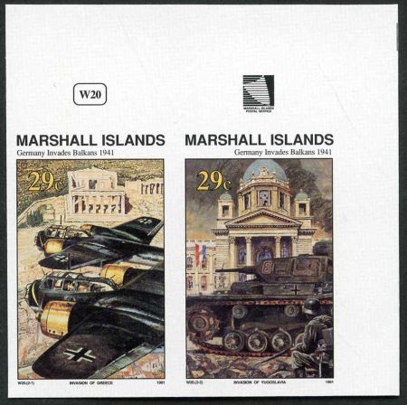 Marshall Is  276 & 277 Imperf Pair  Germany Invades Balkan  WWll