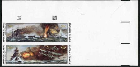 Marshall Is. 278 - 281 Imperf Block, Sinking of the Battleship Bismarck, WWll