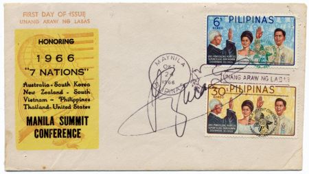 Autographs Ferdinand Marcos on 1966 Philippines Cover