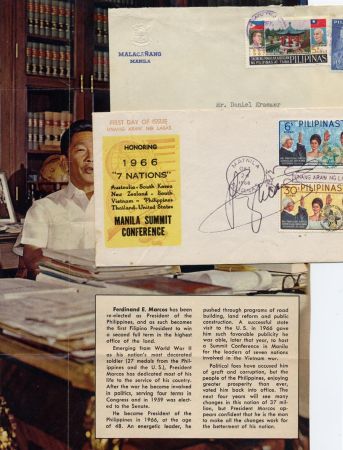 Autographs Ferdinand Marcos on 1966 Philippines Cover