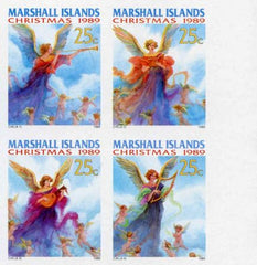 Marshall Is  341 & 344 Imperf Block of 4  Christmas  Angels