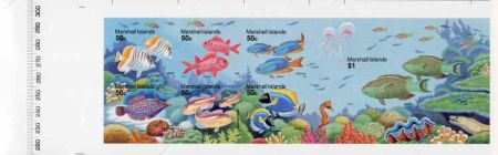 Marshall Is. 434 - 440 Imperf Booklet, Reef Life, Fish, Shells