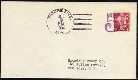 US Arkansas, Figure Five 683 Fancy Cancel Cover, Solid Numeral 5