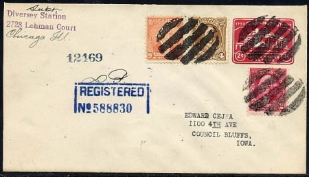 US Illinois, Chicago 707, 709, 714, U525 Fancy cancel cover, Oval