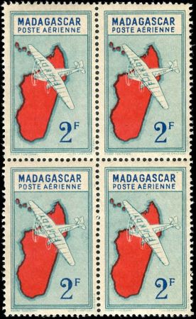 Madagascar C25 - C25O mostly VF NH Blocks of 4 Vichy Goverment Set