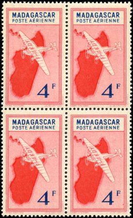 Madagascar C25 - C25O mostly VF NH Blocks of 4 Vichy Goverment Set