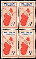 Madagascar C25 - C25O mostly VF NH Blocks of 4 Vichy Goverment Set