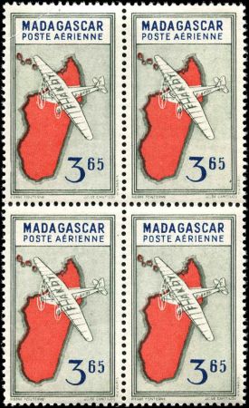 Madagascar C25 - C25O mostly VF NH Blocks of 4 Vichy Goverment Set