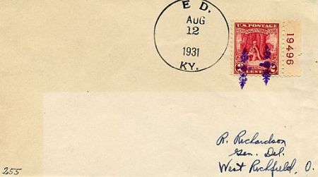 US Kentucky, Ed 645 Fancy Cancel Cover, Ornate