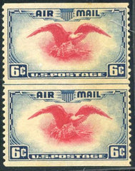 US C23a Airmail Error F - VF Hinged Vertical Pair Imperf Horizontal - Light Toning