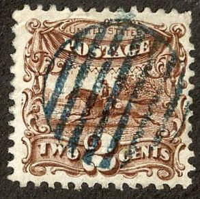 US 113 Pictorials Used VF Blue 7 Lined Circular Grip Fancy Cancel