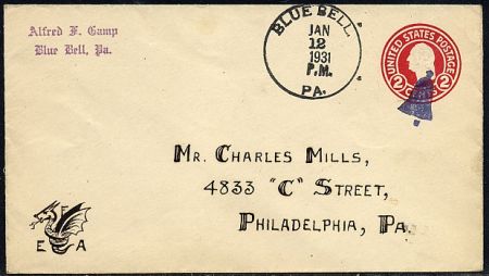 US Pennsylvania, Blue Bell Fancy Cancel Cover