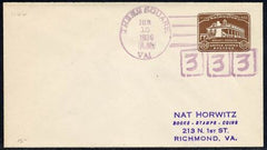 US Virginia, Three Square Fancy cancel Covere