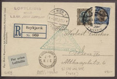 Iceland 1931 Registered PC S.114 Unlisted Variety Flight PC