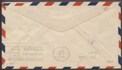 US 1933 Scott 701 (3x) Century of Progress Flight postmarked Oct 2