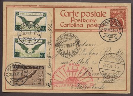 Switzerland 1931 Polar flight Postal Card