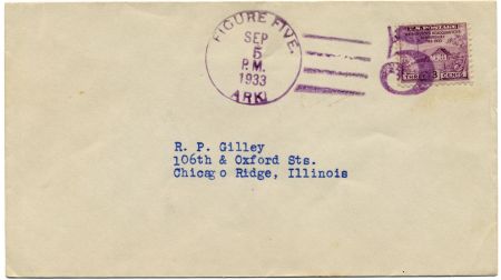 US Arkansas, Figure Five 727 Fancy Cancel Cover,  Solid  Numeral 5