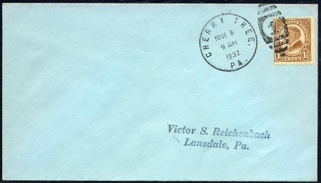 US Pennsylvania, Cherry Tree 606  Fancy Cancel Cover