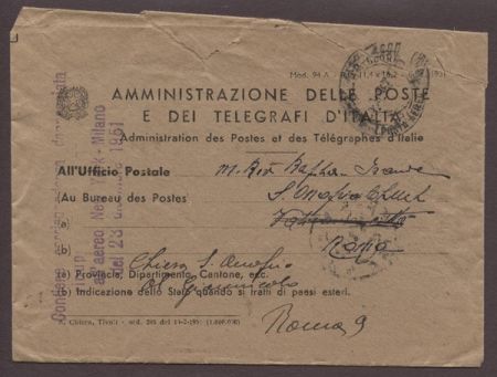 Vatican 1951 Rome Crash Cover with Envelope