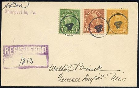 US Pennsylvania, Sharpsville 632, 638, 642  Fancy Cancel Cover