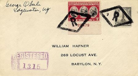 US New Jersey, Edgewater 566, 703 Fancy Cancel Cover, "R" in Diamond